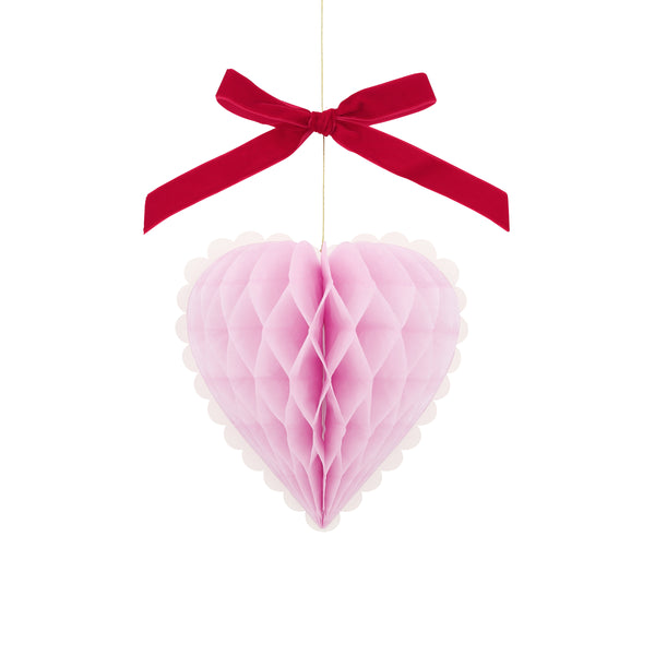 Our Valentine's hanging decorations, 3D honeycomb hearts in pink, red and cream with velvet ribbons, are perfect to set the scene for love Image5