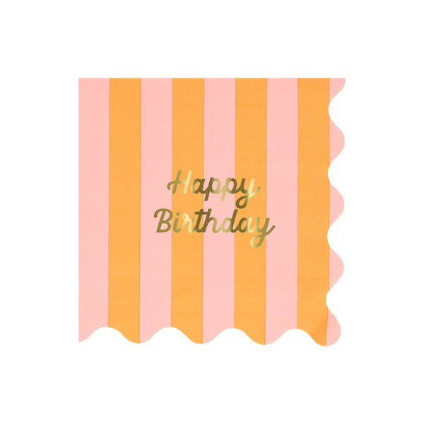 Our large striped party napkins have the words Happy Birthday on them in shiny gold foil. Image7