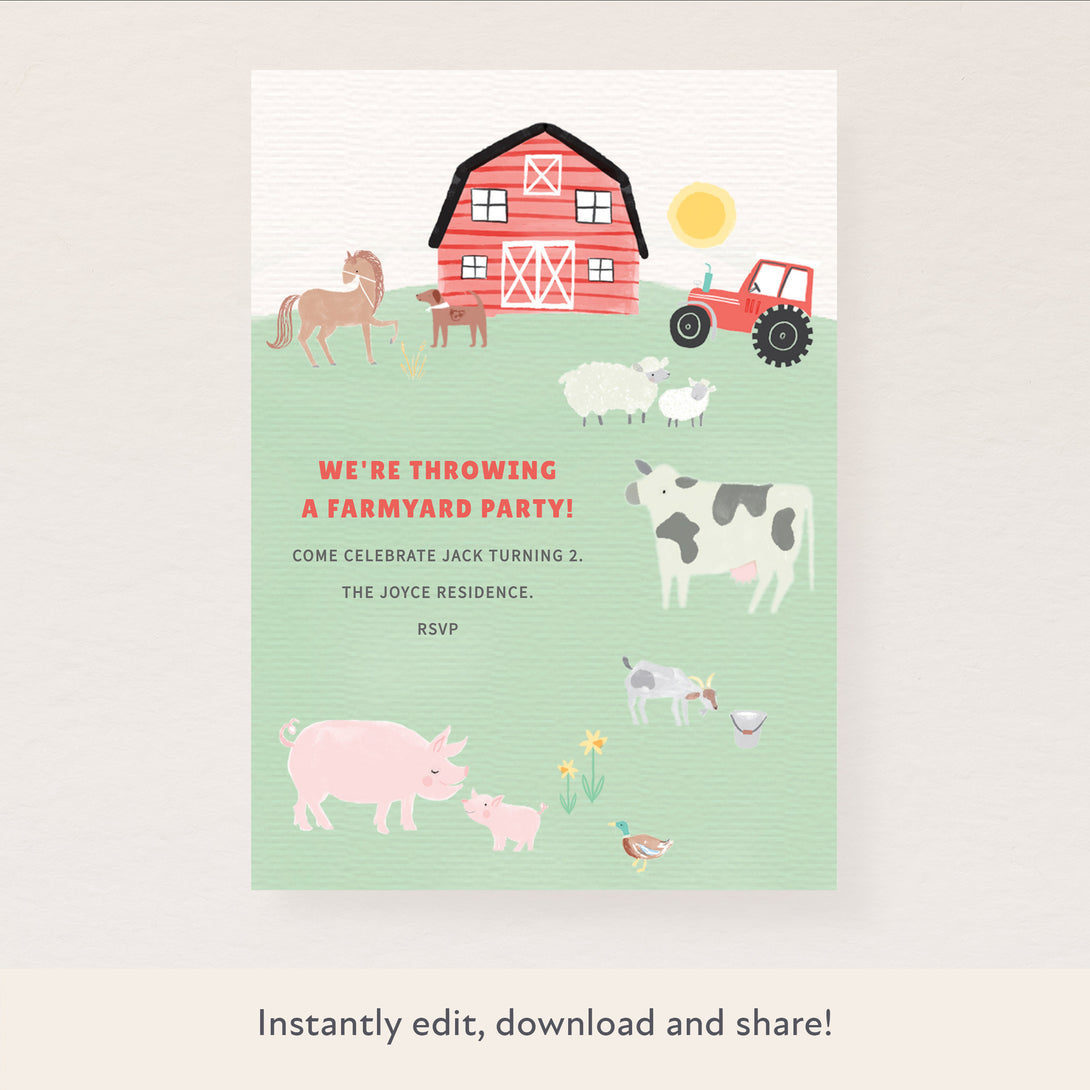 On The Farm Download & Print Invitation