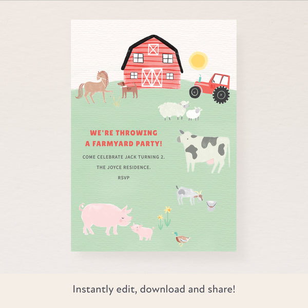 On The Farm Download & Print Invitation