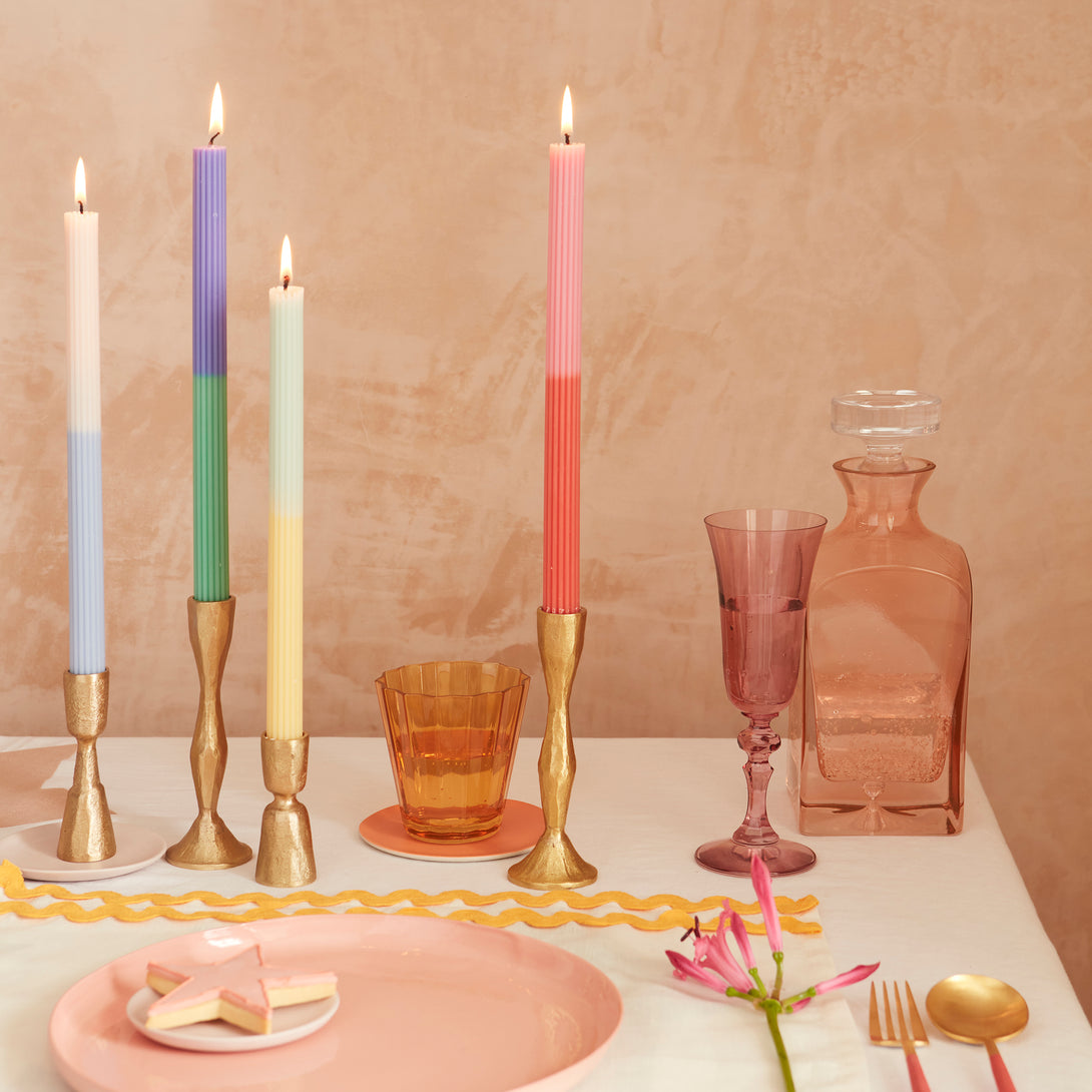 Our table candles are colourful and will look amazing as party table decorations.