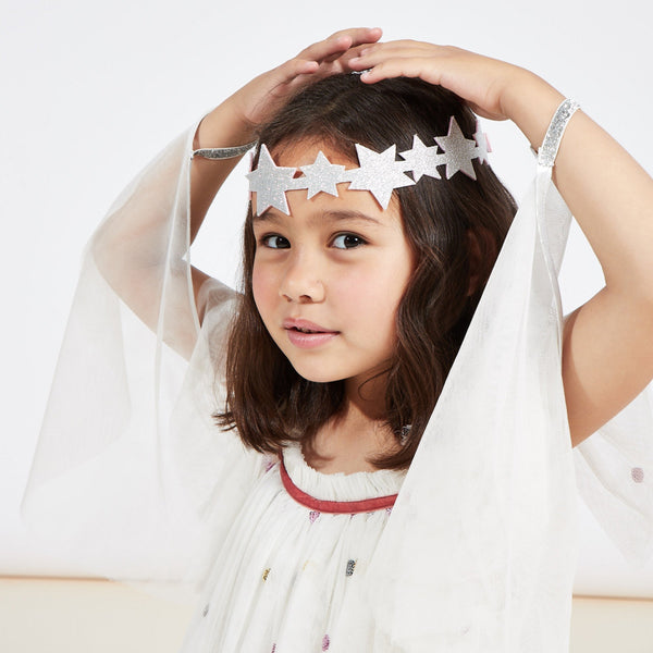 Our angel costume for kids includes a dress, wings and star headband. Image2