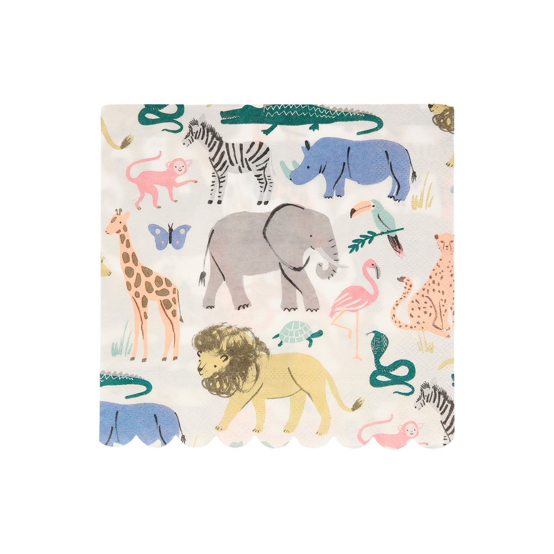 Our safari birthday party collection contains plates, party hats, cups. napkins and a party garland.