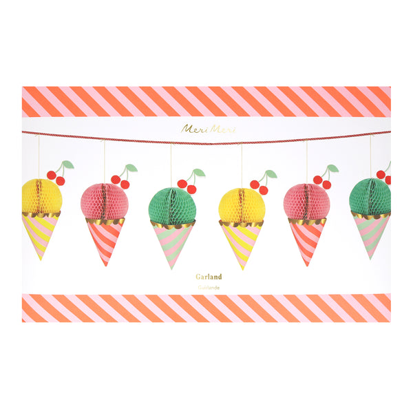 Make your garden party, pool party or picnic look so cool with our paper garland made with honeycomb ice creams. Image5