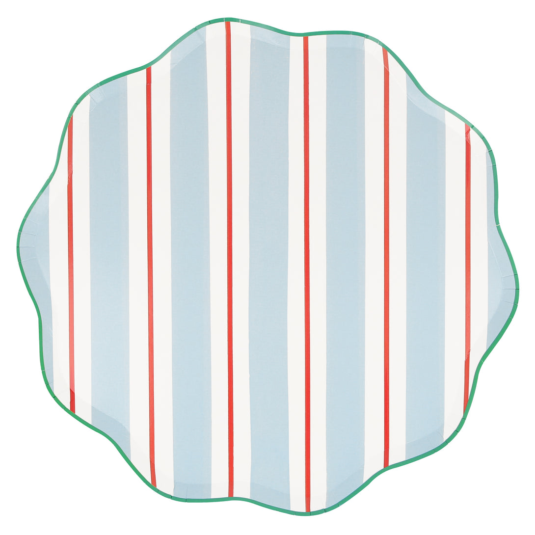 Our dinner plates, made with high-quality paper, feature bright stripes that are perfect as picnic plates and garden party plates.