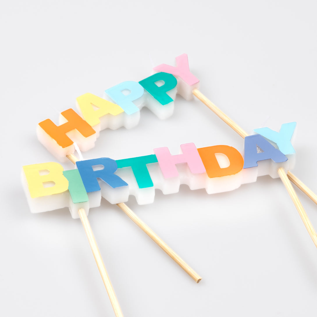 Our candle set, which spells out Happy Birthday, makes the perfect birthday candles.