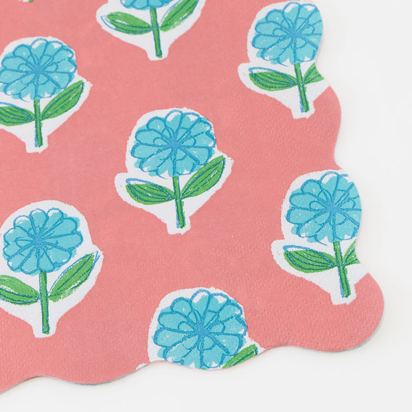 Our large napkins, made from 3-ply paper, feature summery floral print designed inspired by Indian block prints, ideal for chic celebrations. Image2