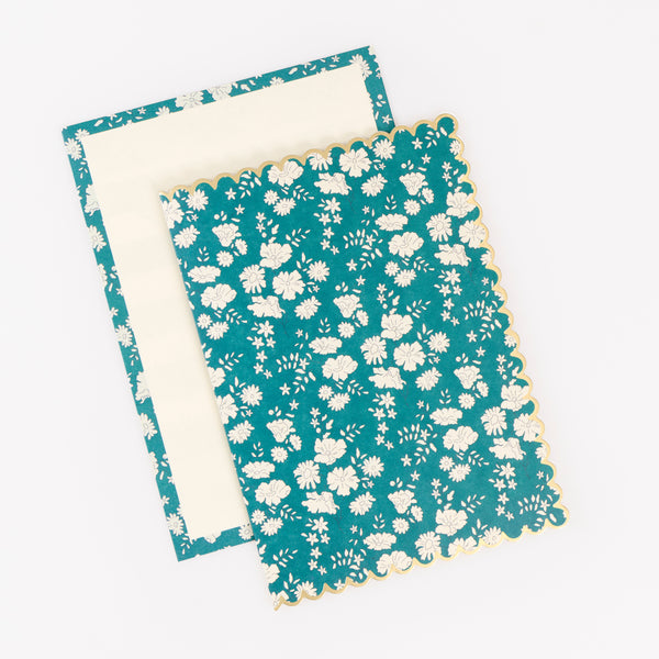 Our Liberty notecards, a set of 10 with 5 vibrant print designs, are beautifully presented in a Lberty print design box, a delightful gift. Image2