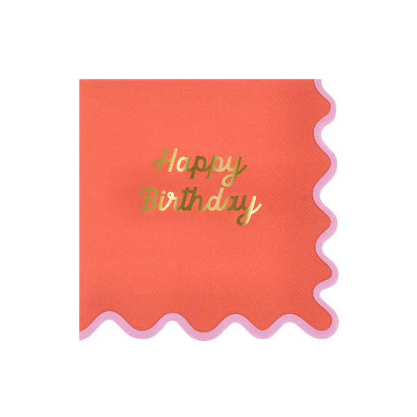 Our birthday napkins, made from 3-ply paper, feature four bright colourways, a ricrac style edge, and a shiny gold foil birthday message. Image5