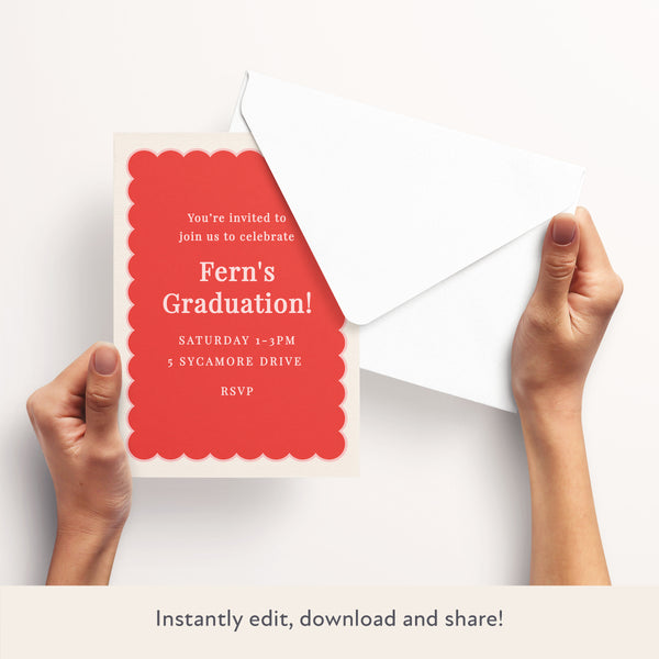 Red Scallop Download & Print Invitation