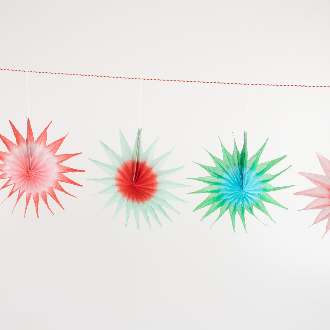 Our star garland, in bright colours, is the perfect modern Christmas garland.