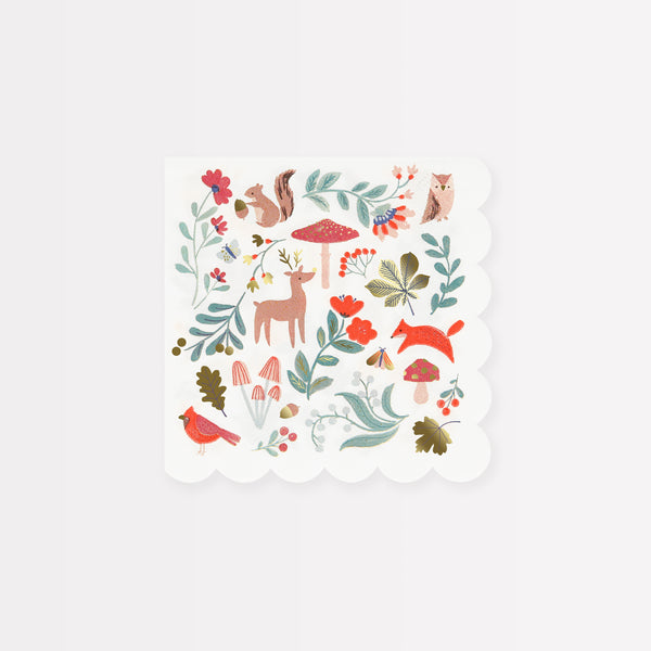 Give your Christmas a colourful folk look with our paper napkins with woodland animals and flowers.