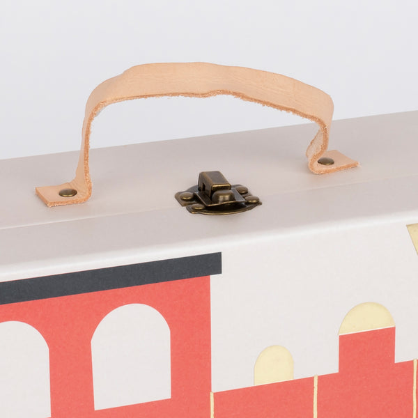 This kids advent calendar is presented in a mini suitcase which contains wooden trains. Image6