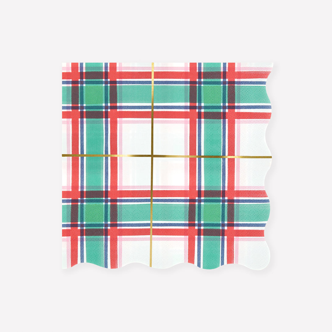 Use our paper tartan napkins, in striking festive colours, for a cosy Christmas vibe. Image1