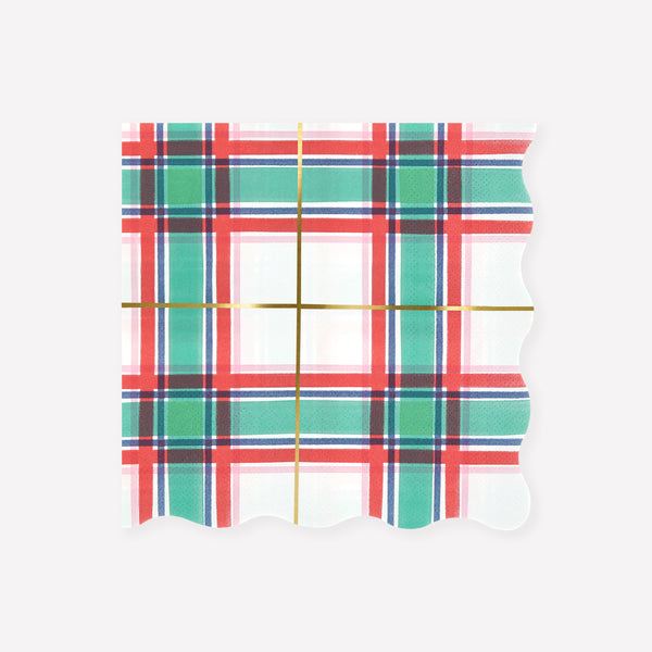 Use our paper tartan napkins, in striking festive colours, for a cosy Christmas vibe. Image1