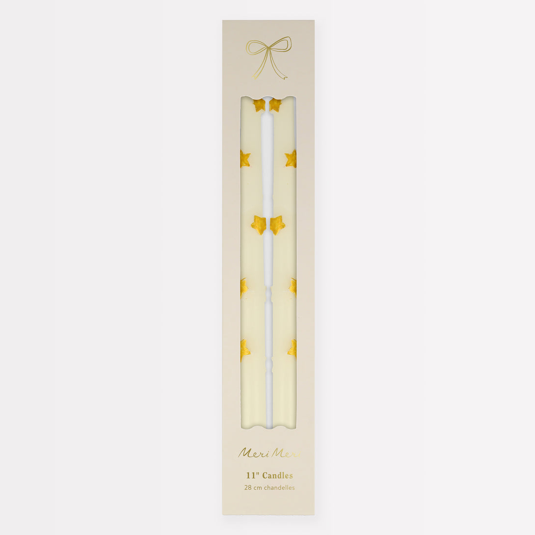 Our taper candles, with a bow design, are perfect as Christmas decorative candles.