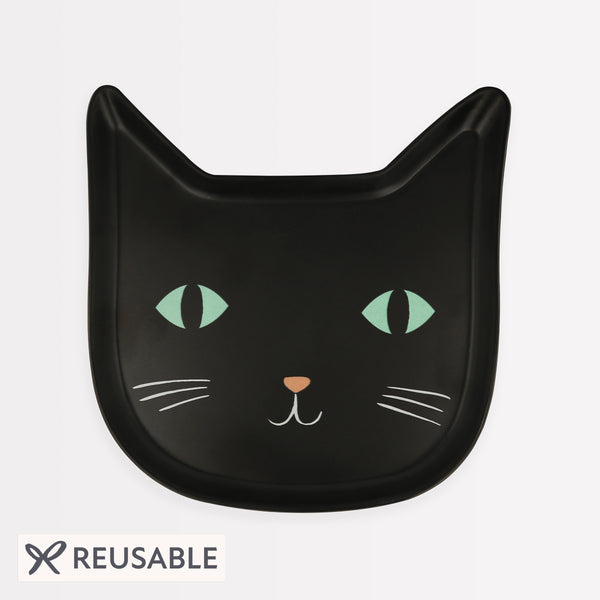 Our Halloween plate, designed as a black cat, is the ideal reusable plate. Image1