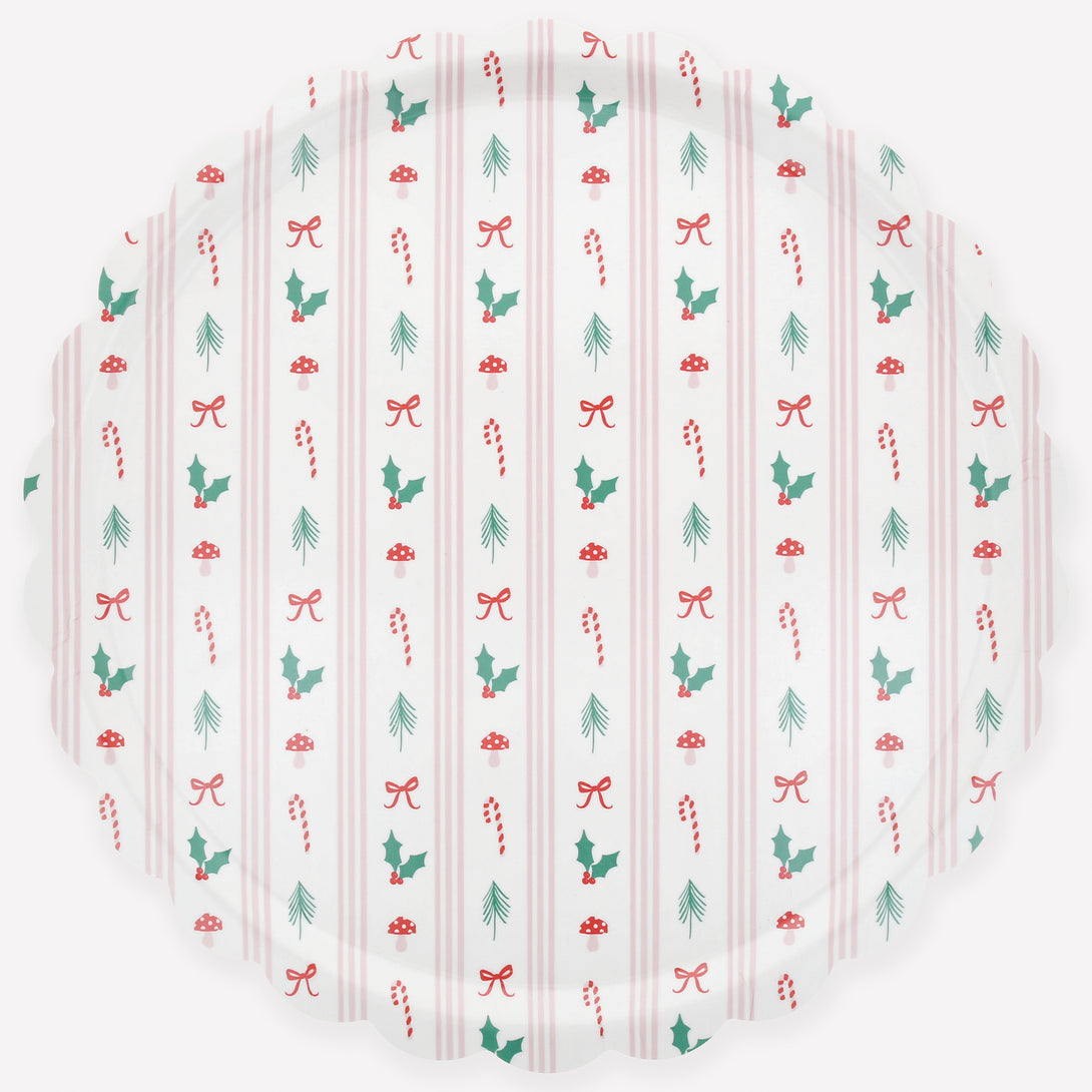 Our Christmas tray features a pretty icon and stripes design in red, green and pink, ideal as a hostess gift or as a stylish home accessory. Image1