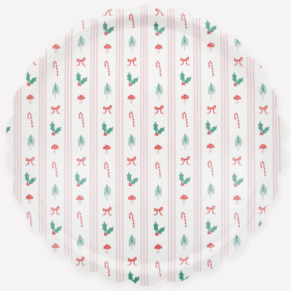 Our Christmas tray features a pretty icon and stripes design in red, green and pink, ideal as a hostess gift or as a stylish home accessory. Image1