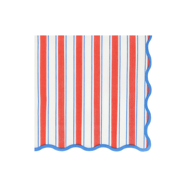 Use our large napkins, made from 3-ply paper with red, white and blue stripes, to enhance a nautical themed party. Image4