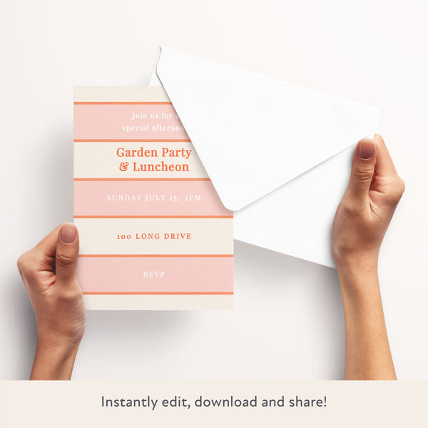 Pink Cabana Stripe Download & Print Invitation