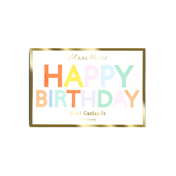 Our birthday garland set includes one that spells out Happy Birthday and another with flag pennants, in bright colours. Image3