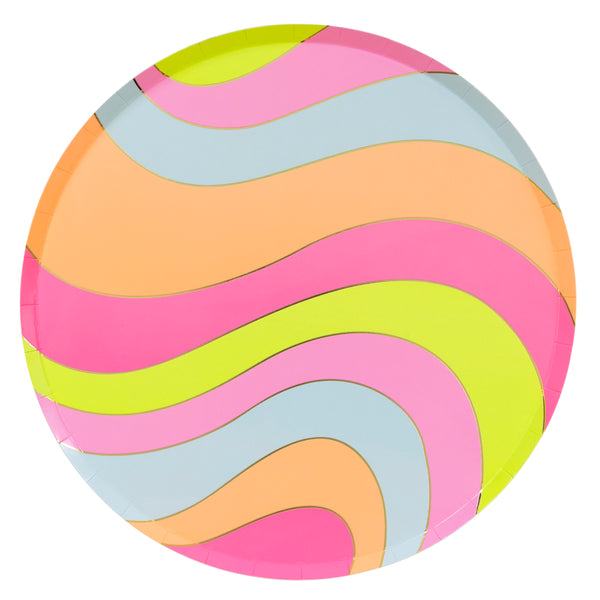 Our dinner plates, made from paper, feature vibrant flower power designs in psychedelic colours, ideal for 70s parties and cocktail parties. Image6