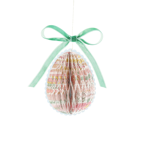 Our Easter egg decorations are made from honeycomb paper with Liberty floral designs, scalloped edges and velvet bows for luxe look. Image8
