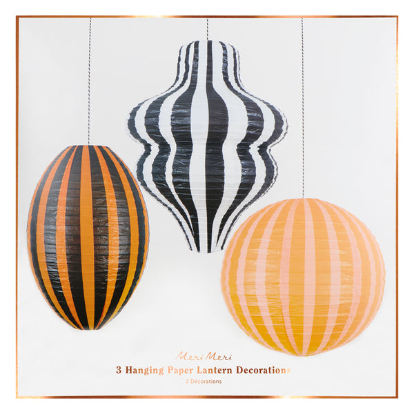 Our Halloween lanterns, made with paper over wire, feature bright stripes in classic Halloween colours for a bold decorative look. Image7
