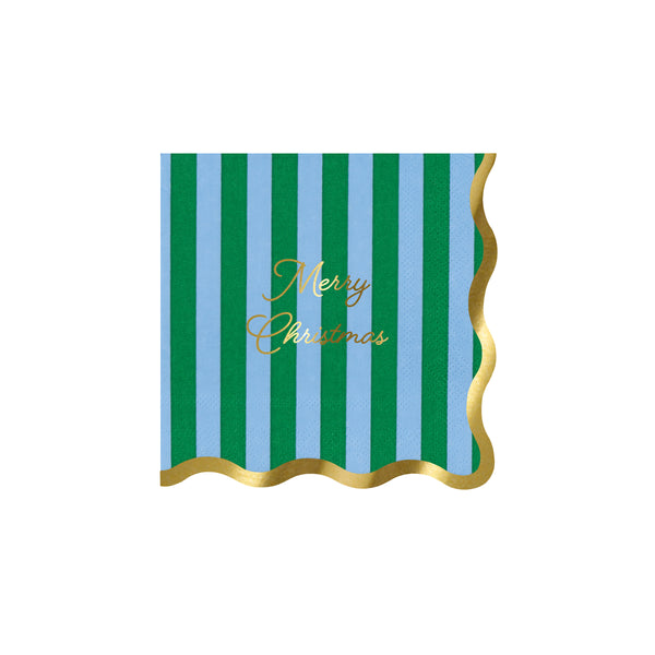 Add joyful cheer to your Christmas dinner or parties with the Christmas paper napkins with bold stripes, scalloped edges and shiny gold foil. Image7