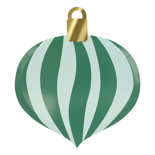 Our Christmas paper plates, in the shape of Christmas decorations, have bright stripes of green, mint, red and pink for a fun look. Image4