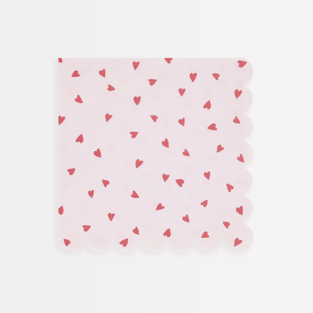 Make your romantic meal look amazing with our pink napkins with red love hearts.