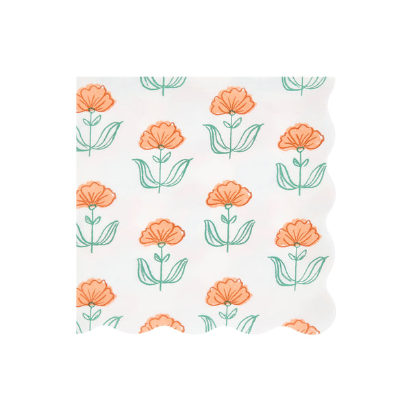 Our large napkins, made from 3-ply paper, feature summery floral print designed inspired by Indian block prints, ideal for chic celebrations. Image3