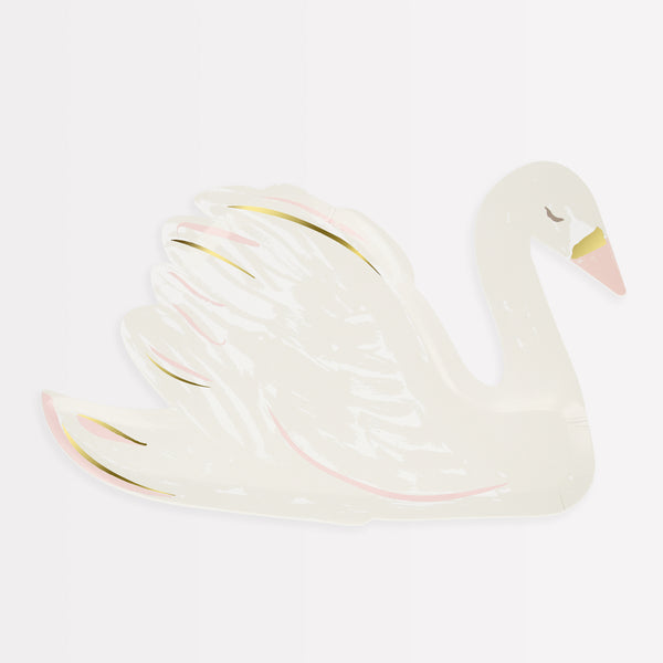 Our paper plates, designed to look like elegant swans, are ideal to add to your princess party supplies.