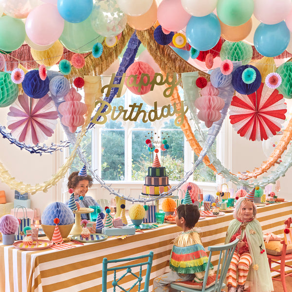 Our honeycomb garland is the perfect party garland for a birthday party decoration. Image2