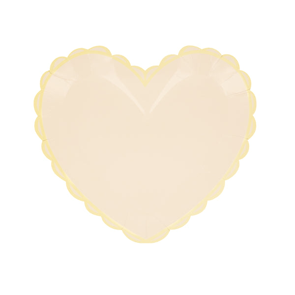 Our small plates, in heart shapes, feature a range of pretty pastel colours and a scalloped border. Image1