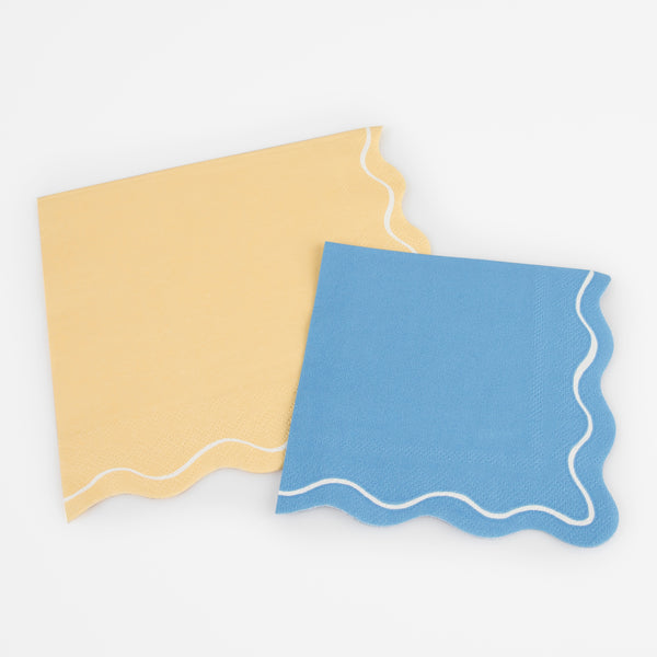 Our paper napkins come in a small size with a variety of colours - blue napkins, yellow napkins and pink napkins. Image5