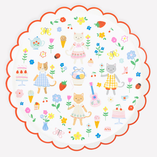 Our kitten club party set features tableware and party bags for eight, party garlands and candles, perfect for a folk themed look. 