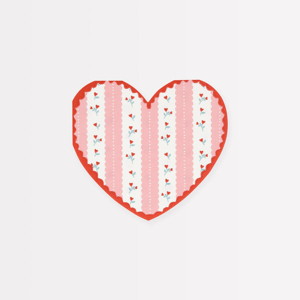 Our heart napkins are perfect to add to your Valentine's party supplies, pretty pink and red paper napkins with a floral design.