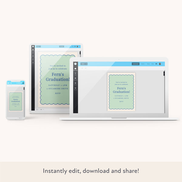 Mint Scallop Download & Print Invitation