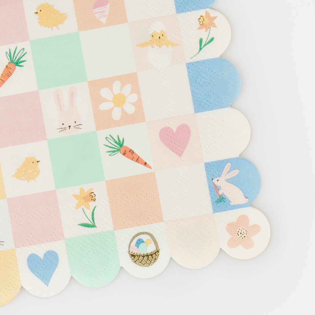 Our paper napkins with pastel colours and Easter bunnies and chicks are decorative and practical.