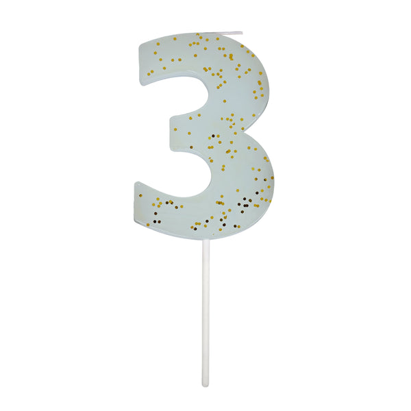 Blue Number 3 Candle,Blue Number 3 Candle Image1