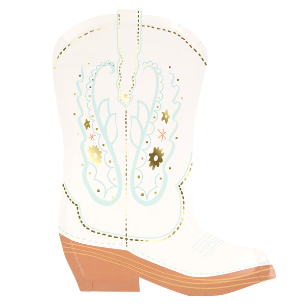 Our paper plates, in the shape of colourful cowboy boots, are perfect for a Western party. Image1
