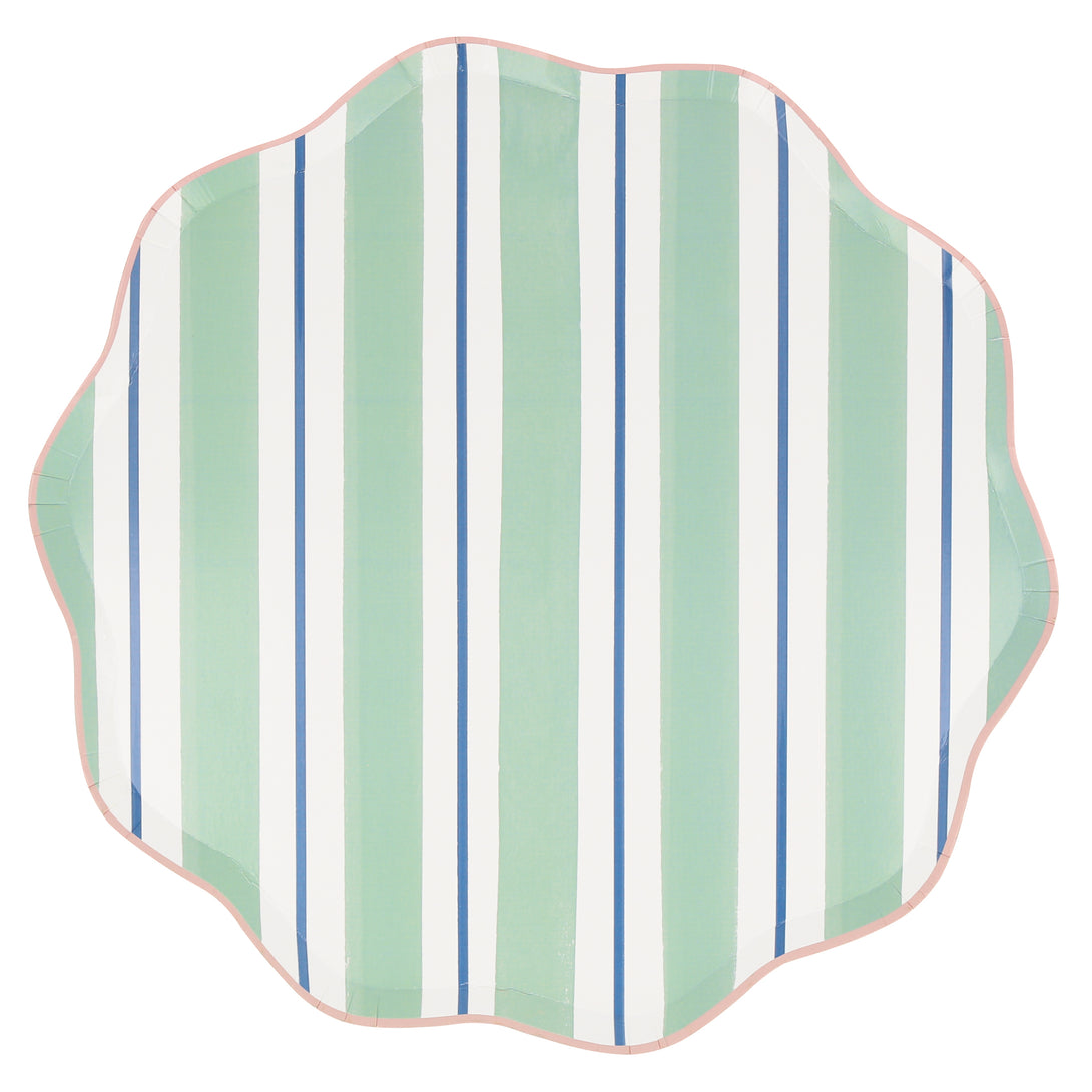 Our dinner plates, made with high-quality paper, feature bright stripes that are perfect as picnic plates and garden party plates.