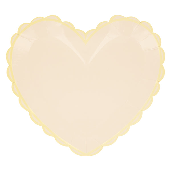 Our dinner plates, in heart shapes, feature a range of pretty pastel colours and a scalloped border. Image1