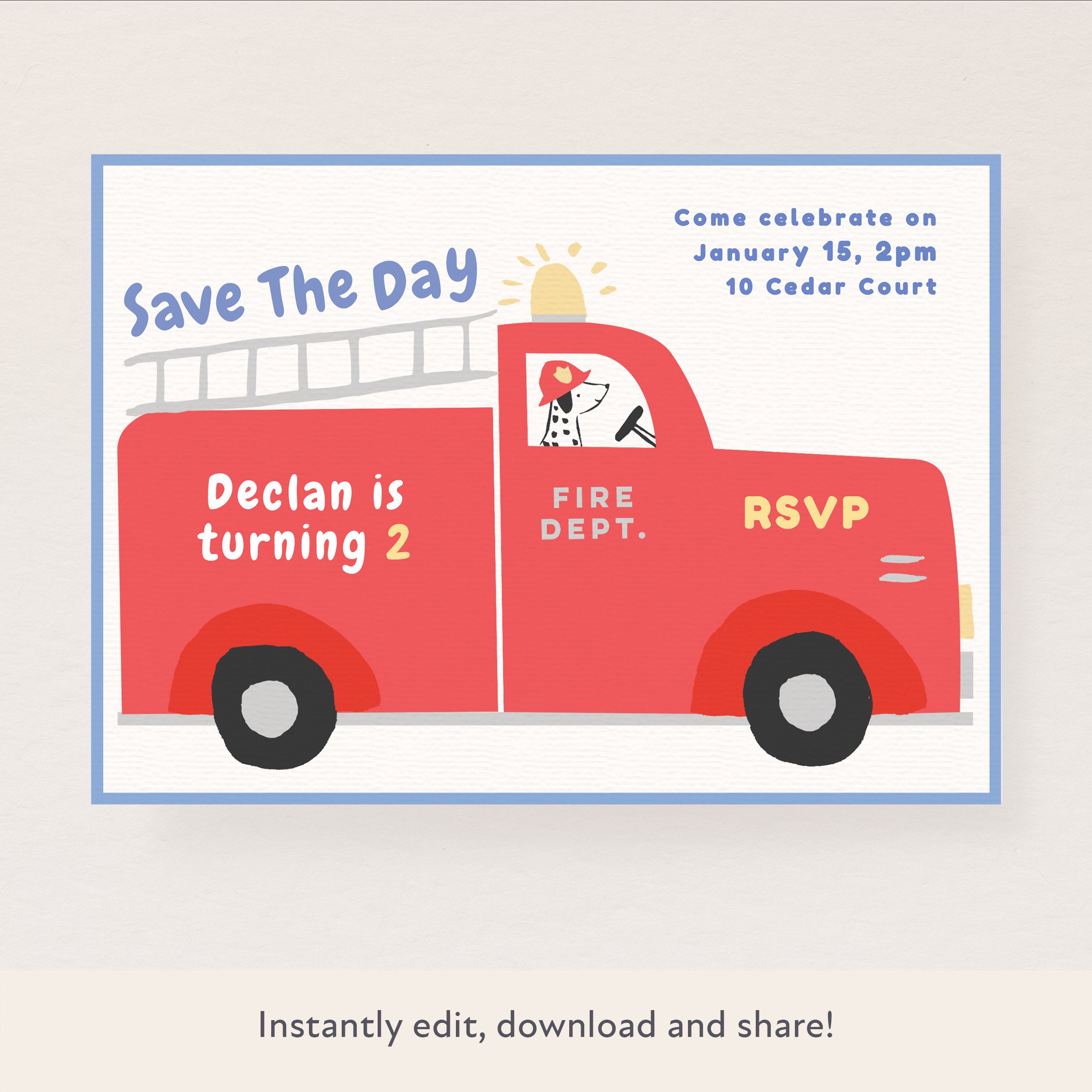 Fire Rescue Invitations Fire Truck Invitation – Meri Meri UK
