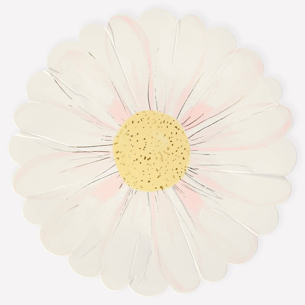 Our flower plates feature a beautifully illustrated daisy with shiny gold foil details. Image1