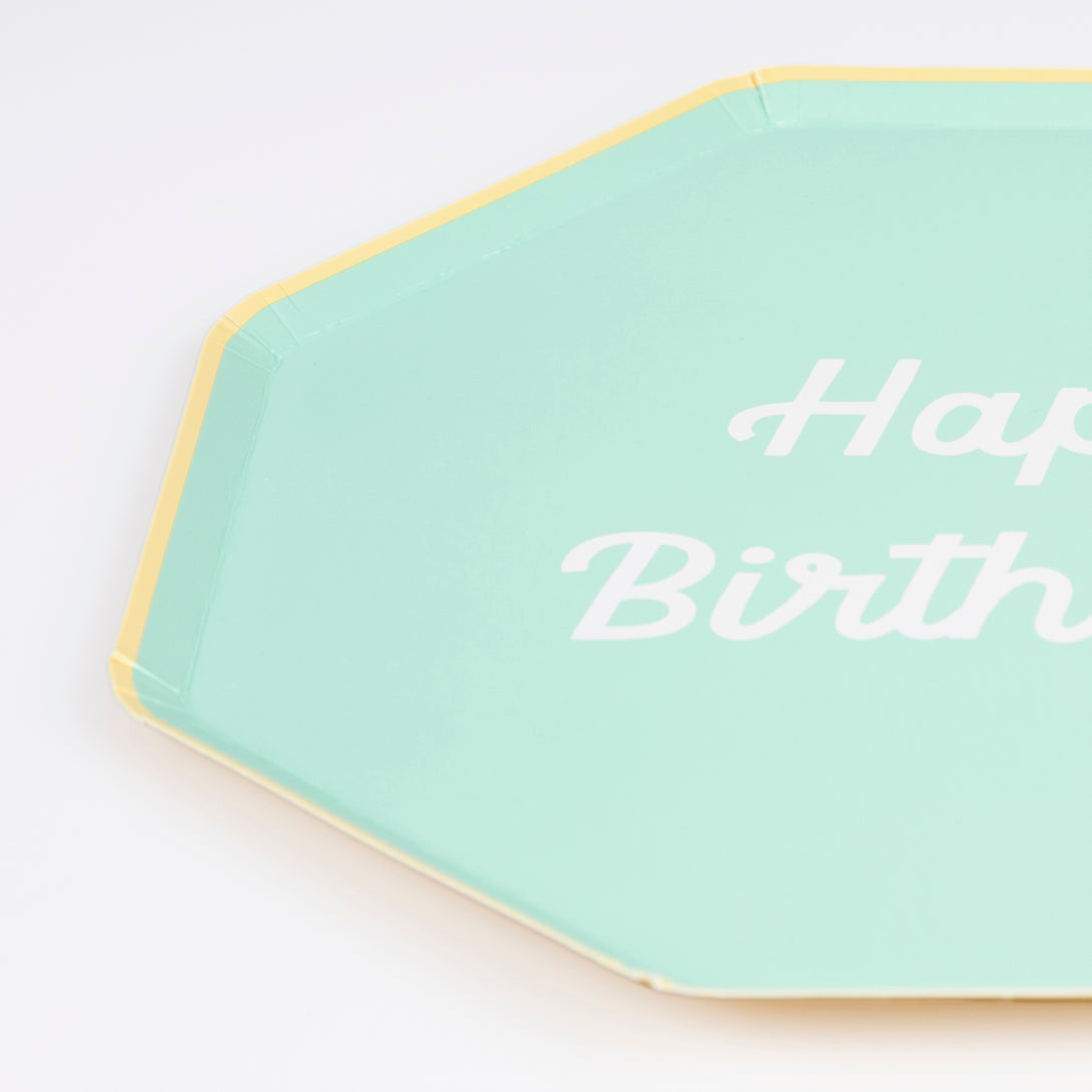 The octagonal design, and bright colours, of our birthday plates make these the perfect side plates for a birthday celebration.