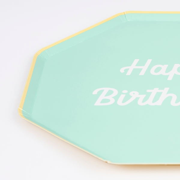 The octagonal design, and bright colours, of our birthday plates make these the perfect side plates for a birthday celebration. Image2