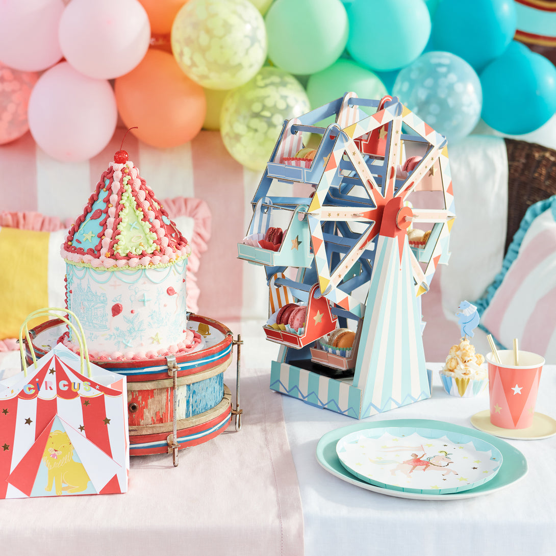 Our circus cups are perfect for a circus themed party, with bright colours and shiny gold foil stars.